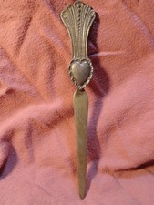 PEWTER VINTAGE METZKE LETTER OPENER HEART HANDLE 7 1/8
