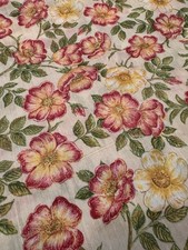 Vintage Floral Cotton Fabric Pink Dogwood FLORALS Yellow Ivory 5 YARDS 58