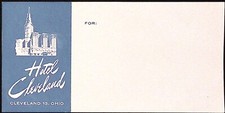 Hotel Cleveland Exterior View Cleveland OH Vintage Luggage Mailing Label  3 x 6