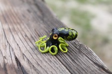Black Green Handmade Glass Octopus Figurine – Green Black Lampwork Animal picture