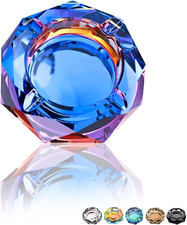 Coomin Crystal Ash Tray, Glass Cigar Ashtray for outside Patio Outdoor and Indoo picture