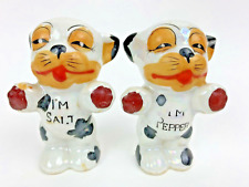 Vintage Bonzo Dog Lusterware Iridescent Spots Salt and Pepper Shakers Japan picture