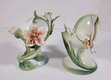 Franz Porcelain Floral Butterfly Bee Candle Holders FZ00445 FZ00446 NEW picture