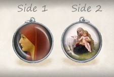 Mother Mary and Child St Fabiola Catholic Medal. Religious Pendant picture