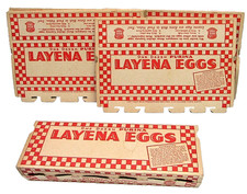 6 Cardboard Purina Layena Egg Cartons Dozen 1940s Vintage NOS New Old Stock picture