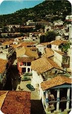 Vintage Taxco Mexico Main Street City View Chrome Postcard Otto Done 1950s picture