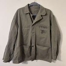 USMC P-41 HBT Herringbone Twill Utility Jacket Vintage 1940s M/L* 1940s WWII Era picture