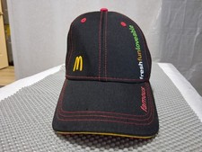 McDonald’s Crew Uniform Hat Black Adjustable Cap Famous Fresh Fun Loveable Crest picture