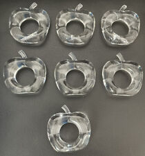 Vintage Clear Lucite Acrylic Apple Napkin Rings Holders Set Of 7 Bijan 1980 EUC picture