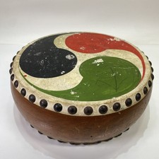 Vintage Japanese Taiko Wadaiko Drum Tomoe Wooden Traditional Percussion 23cm picture