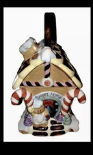 Adorable 🎄Ceramic Christmas Gingerbread House & Man Jar picture