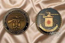 Vintage CIA Special Operations Group SOG Tertia Optio Coin Set + 2 Pins & Paper picture
