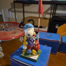Snoopy Jolly Golfer Peanuts Westland #8396 Figurine Woodstock Golf Flag 9” Resin picture