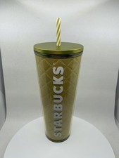 STARBUCKS 2024 Holiday Gold Metallic Quilt 24oz Venti Cold Cup picture