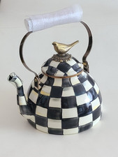 Mackenzie Childs Courtly Check 3 Quart Tea Kettle With Bird picture