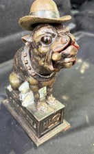 Ole Puffer Bulldog Cigar Cast Iron Mechanical Bank, 5 Cent Cigar Bank works  picture