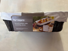 Pier 1 Imports Bread Basket with Warming Stone, New picture