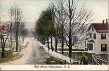 Postcard High Street Winter Scene Ogdensburg New Jersey picture