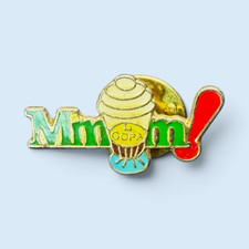 Vintage Mmm La Copa Milk Shake Enamel Lapel Pin Ice Cream Dessert Advertising picture