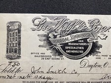 Vtg 1924 Lee Wolf & Bro General Stationers Dayton Ohio Letterhead  picture