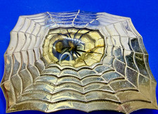 HUGE Real Spider Web Artisan Heavy LARGE CUSTOM Stepped Graduated Belt Buckle picture