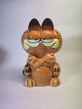 Vintage 1981 Garfield Ceramic Coin Bank Enesco Japan Jim Davis Crossed Arms picture