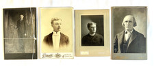Antique Cabinet Card Photos Featuring Men, Late 1800s To Early 1900s 4pcs. picture