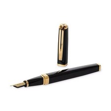 Waterman Exception Black Lacquer & Gold-Plated GT 18K Nib Fountain Pen NOS READ picture