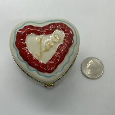 Ceramic Heart Shaped Hinged LOVE  Trinket box  2.5x2.5x2  Inch Valentine Cake picture