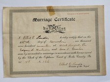 Antique 1917 Marriage Certificate - West Leesport PA, Berks County Pennsylvania picture