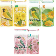 3PCS Eastern Caribbean $10-50 Paper Note throated Carib Hummingbird Banknote picture
