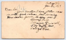 Early 1927 Antigo Wisconsin Langlade County Maurice Driscoll Ham Radio QSL Card picture