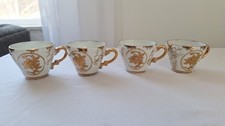 Sterling China Japan Demitasse Cups Set of 4 Floral Gold Gilt Vintage Espresso picture