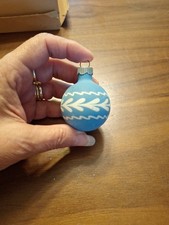 VTG Unsilvered Matte Glass Pictured Fancy Deco.  Christmas Ornament Shiny Brite picture