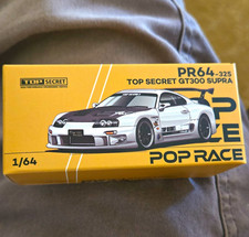New POP RACE 1:64 Top Secret GT300 Toyota Supra Diecast Model Car CHROME  picture