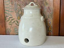 Antique Country Farmhouse White Glazed Lidded Stoneware Vinegar Pottery Crock picture