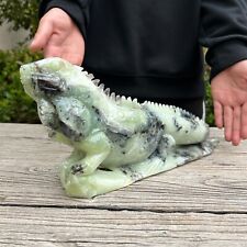 8.9LB 14.3'' Natural Xiuyan Jade Lizard Quartz Sculpture Crystal Healing Reiki picture