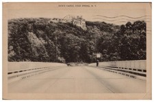 Dick's Castle Cold Spring NY View from Bridge Vtg New York Postcard 1943 picture