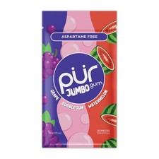 PUR Jumbo Gum, Grape, Bubblegum, Watermelon, 20 Count (Pack of 1), Fruit Mix picture