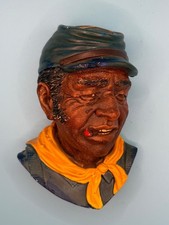 Vintage 1950s Chalkware Wall Plaque Bust l Hand-Painted Plaster l Unmarked picture