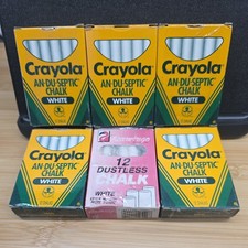 VTG 1988 5 Boxes AN-DU-SEPTIC Crayola Low Dust CHALK 12 Pieces Ea White Flamingo picture