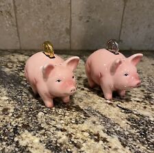 Piggy Bank Pink Pig SALT & PEPPER Shaker with coins picture