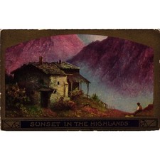 Antique Postcard Sunset in the Highlands Mountain Landscape AR Logo Simla CO picture