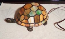 Beautiful Tiffany Style Stained Glass Brass Turtle Accent Lamp picture