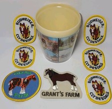 Vtg LOT NOS Grant’s Farm Missouri Souvenir Patches & Cup Budweiser Clydesdales  picture