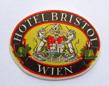 Vintage Original Hotel Bristol Wien Vienna Austria Baggage Luggage Travel Label picture