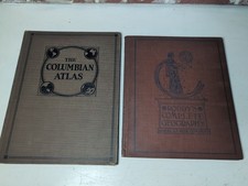 Antique 1902 Roddy's geography 1925 Rand Mcnally Colombian Atlas Book, Maps picture