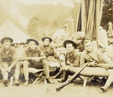 1915 RPPC Real Photo Postcard Squad 4 Baltimore Maryland WWI Men Rifle Tents picture