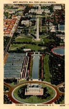 Mall from Lincoln Memorial to Capitol, Washington, D.C. Postcard picture