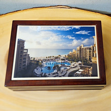 The Ritz-Carlton Grand Cayman Wood Memory Box w/ Hinged Lid Brown Rectangle picture